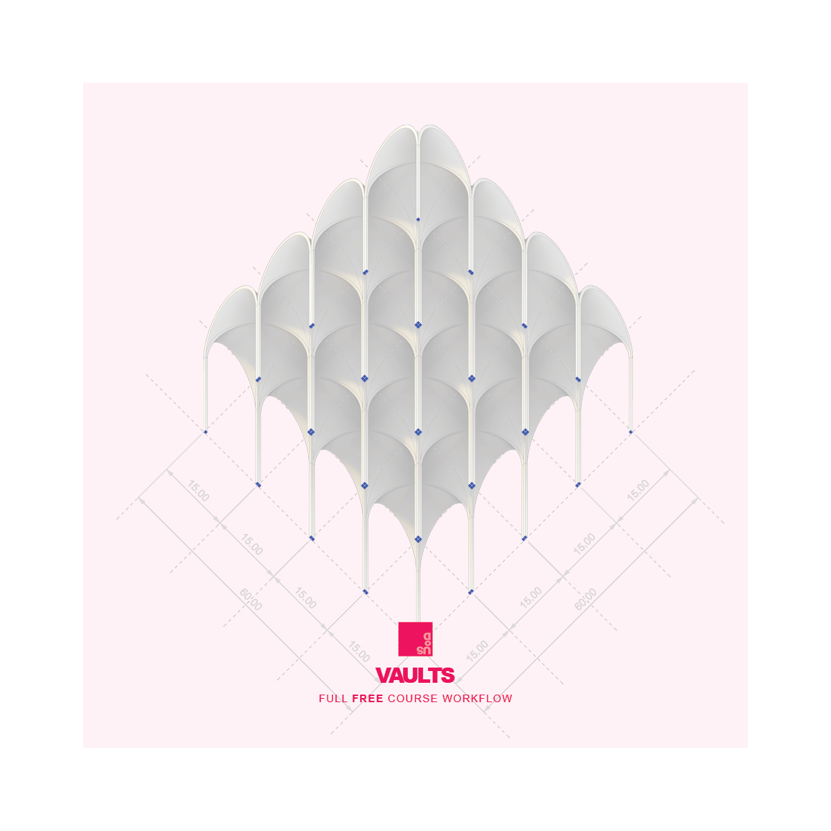 Fan Vaults & Groin Vaults Rhino Model | Worm's Eye View Axonometric - FULL COURSE - RHINO TUTORIAL