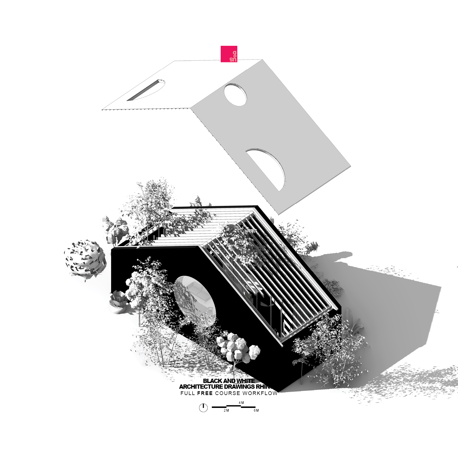 Black and White Architecture Diagrams in Rhino 8