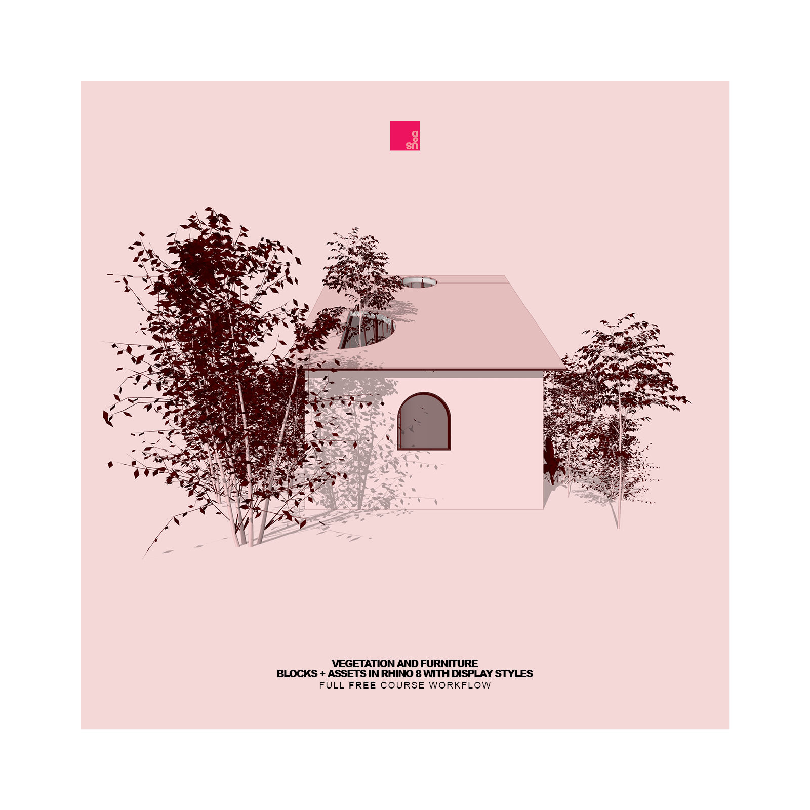 Rhino 8 Architecture Assets Vegetation and Furniture Blocks and Architecture Illustration Styles