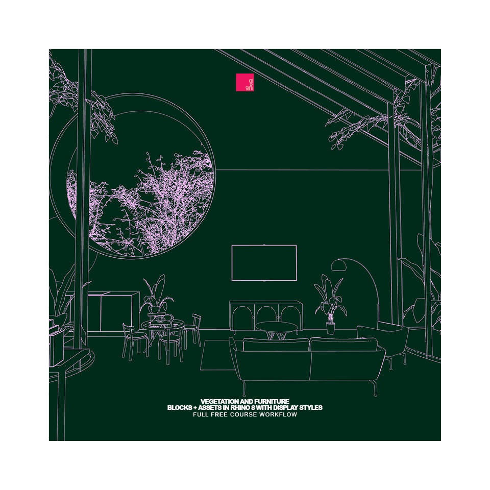 Rhino 8 Architecture Assets Vegetation and Furniture Blocks and Architecture Illustration Styles